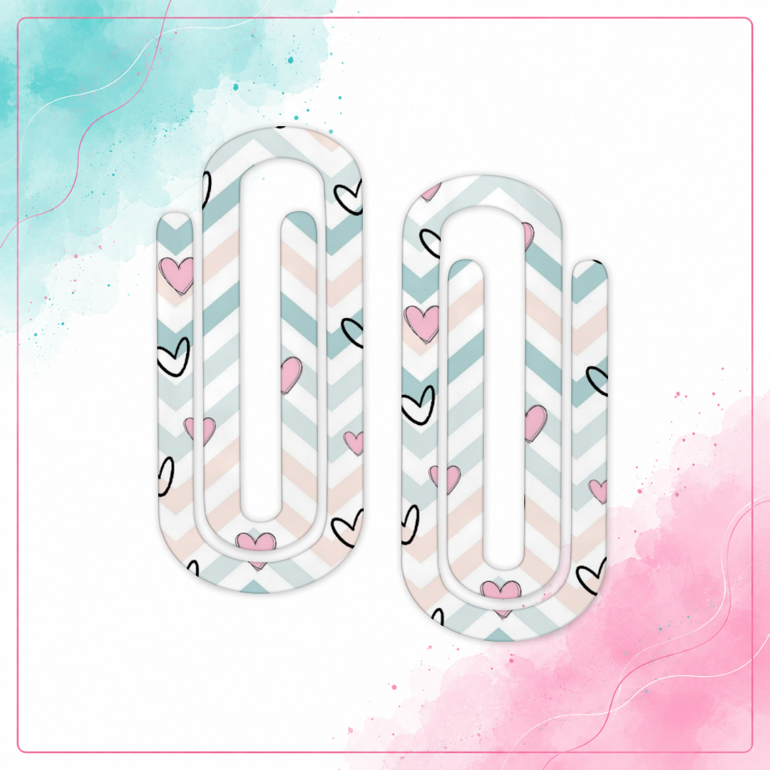 Personalized blush chevron hearts acrylic jumbo paper clip
