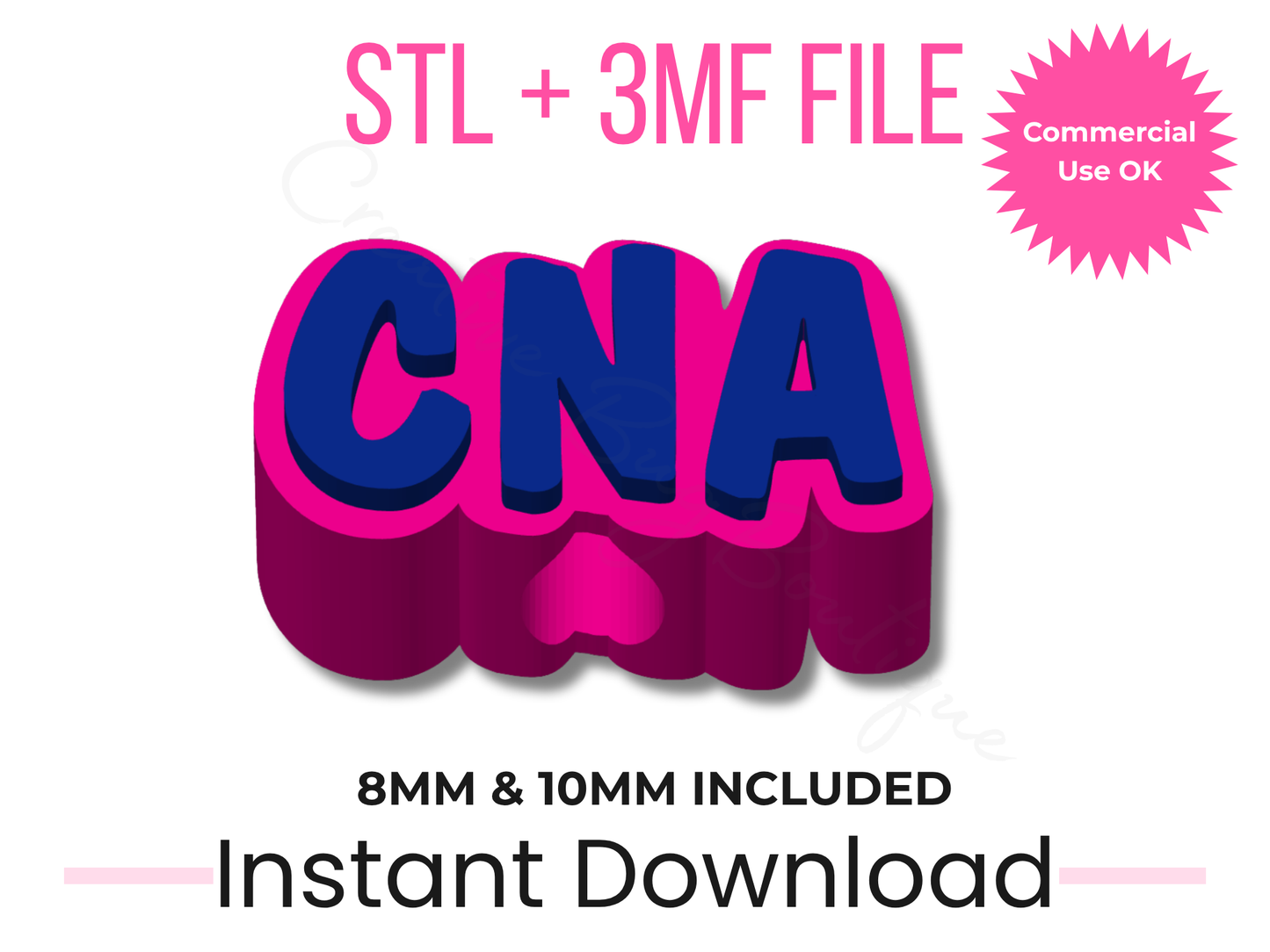 CNA Straw Topper 3D Print File | STL + 3MF | 8mm & 10mm Stanley Compatible (Digital Download)