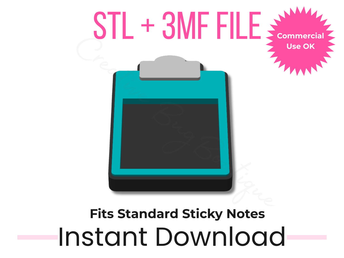 Clipboard Sticky Note Holder 3D Print File | Desk Organizer (Digital Download)