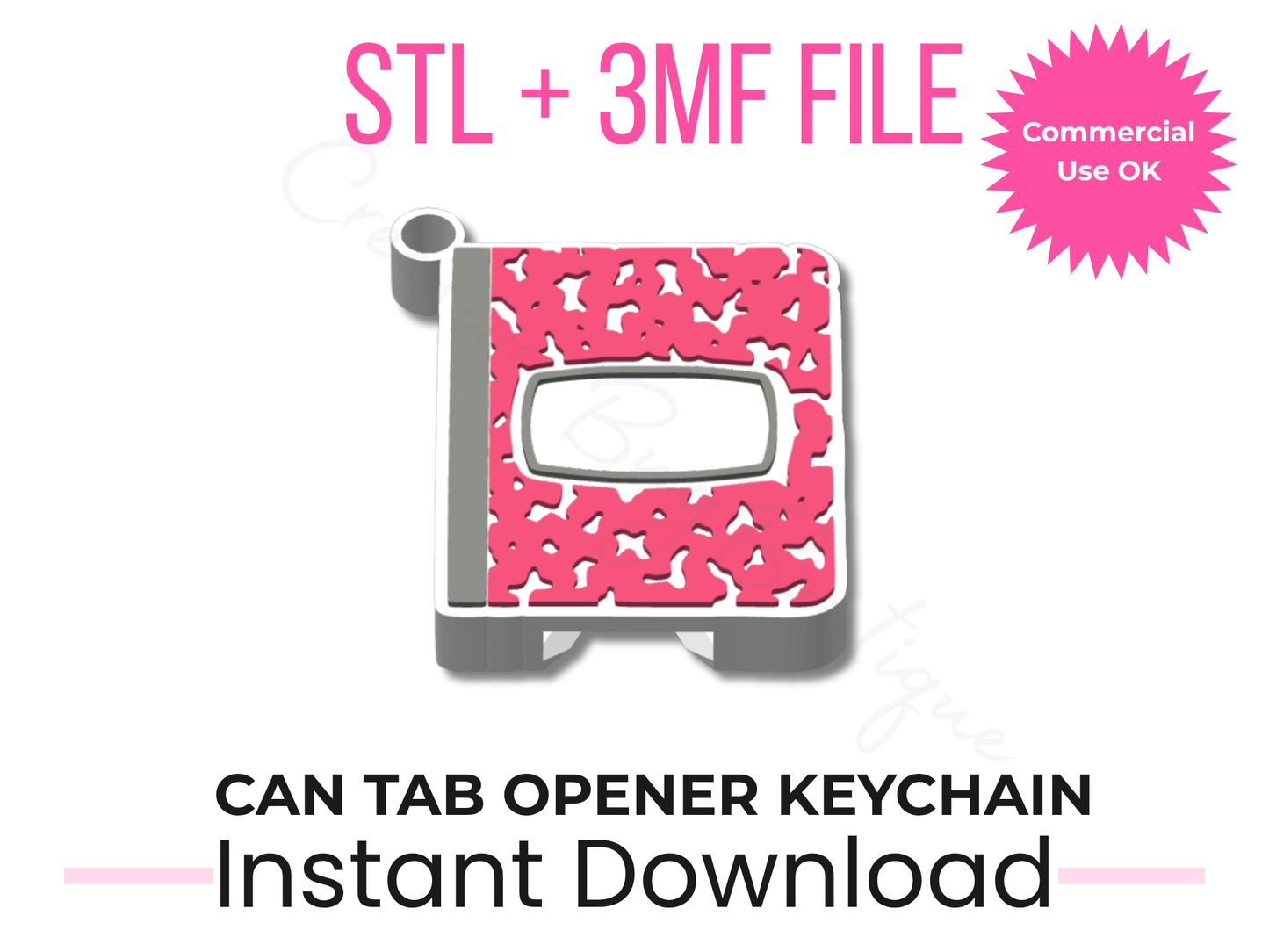 Composition Notebook Can Tab Opener Keychain STL File | Personalized School 3D Print (Digital Download)