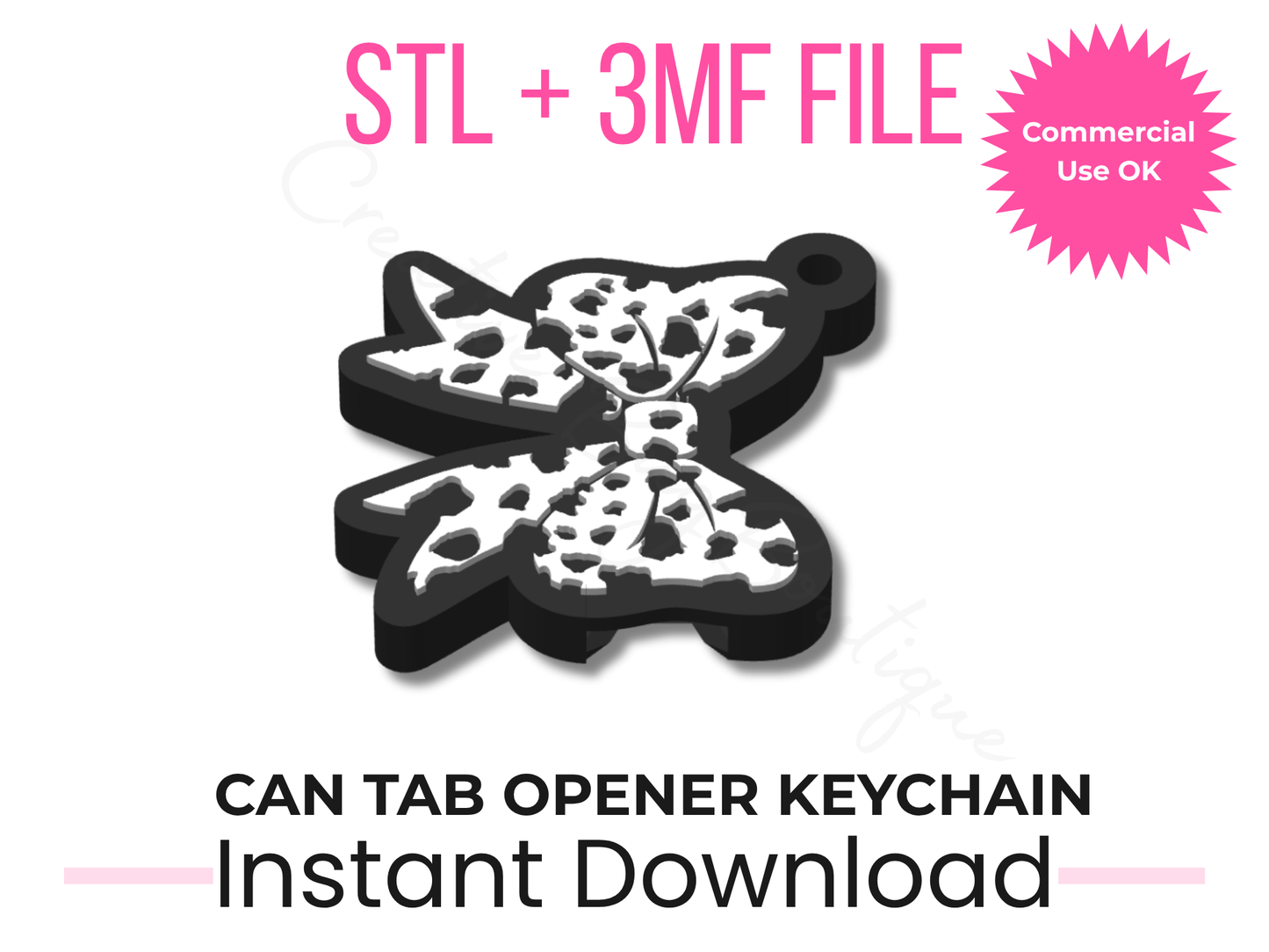 Cow Print Bow Can Tab Opener Keychain STL File | Western 3D Print Download