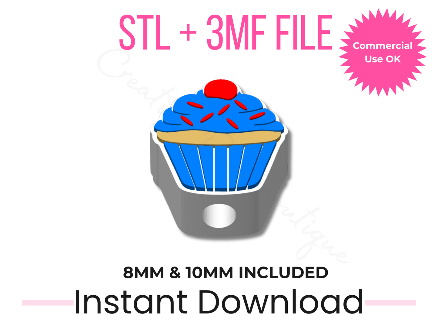 Cupcake Straw Topper 3D Print File | Birthday Dessert Drink Accessory (STL, 3MF Download)