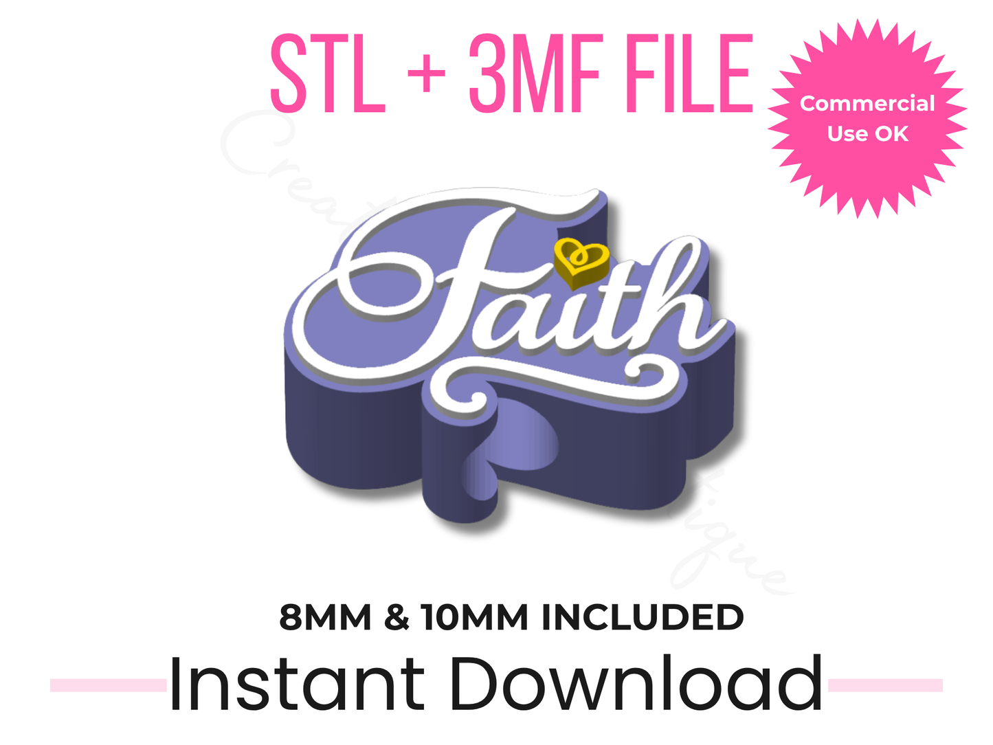 Faith Straw Topper 3D Print File | STL, 3MF (8mm, 10mm Sizes) (Instant Download)