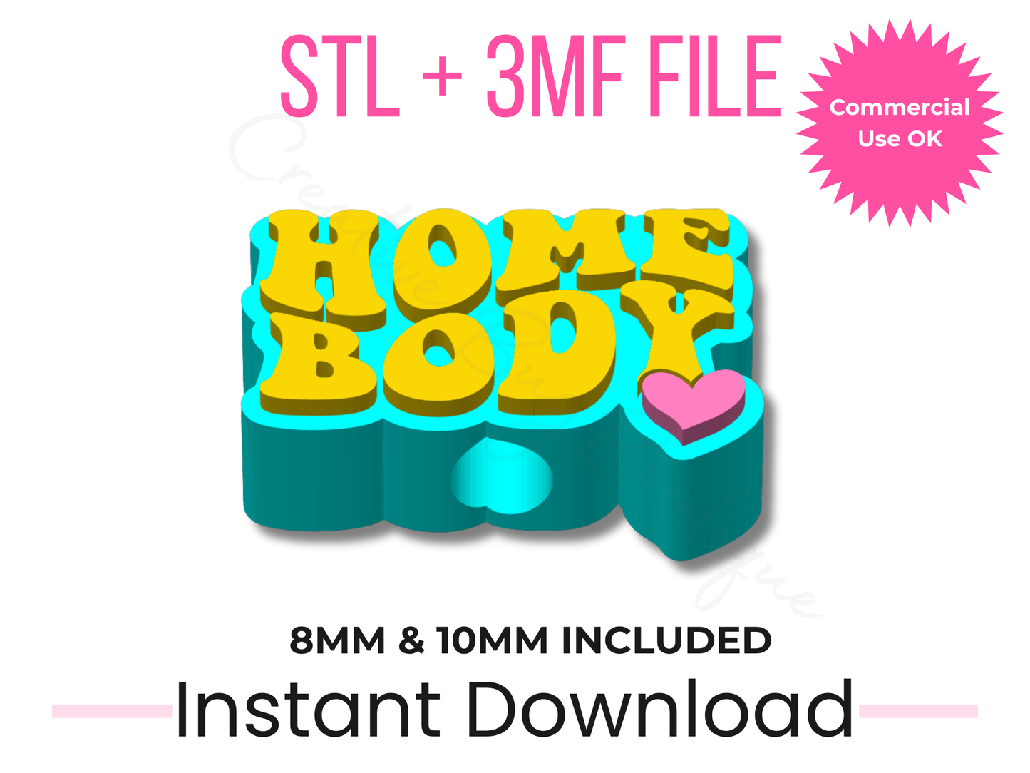 Homebody Straw Topper 3D Print File | STL, 3MF, 8mm, 10mm (Digital Download)