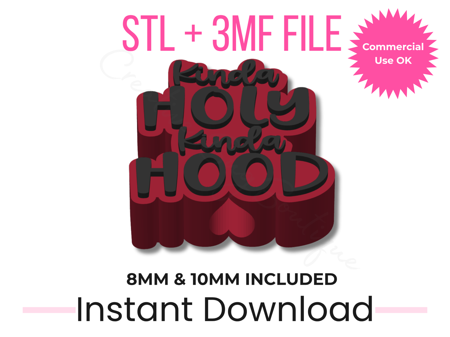 Kinda Holy Kinda Hood Straw Topper STL File | Funny Sassy 3D Print (Digital Download)