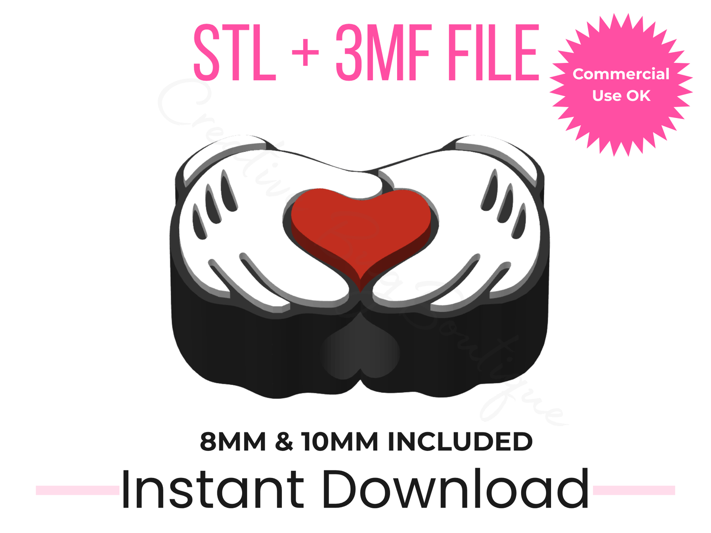 Love Hands Straw Topper 3D Print File | 8mm & 10mm Stanley Compatible (Digital Download)