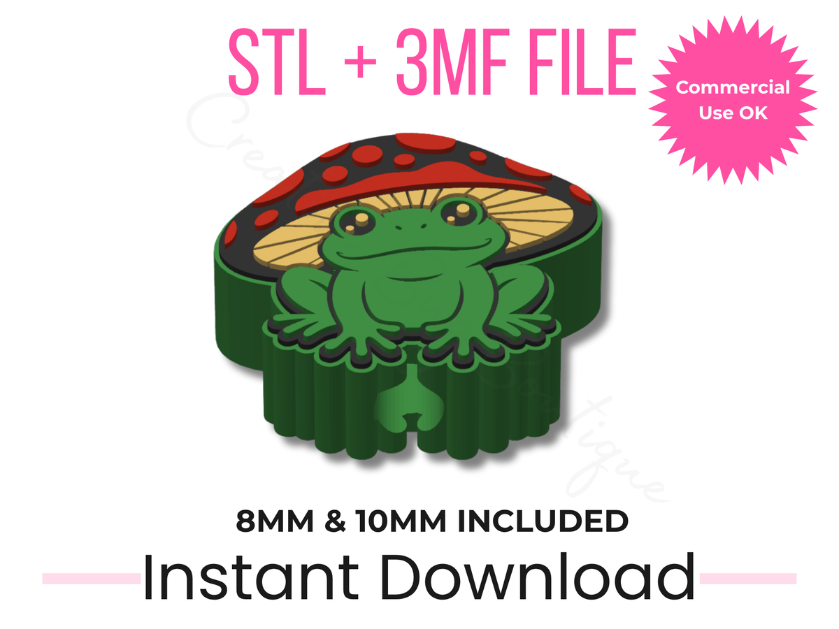 Mushroom Frog Straw Topper STL File | Cottagecore Tumbler Accessory (Digital Download)