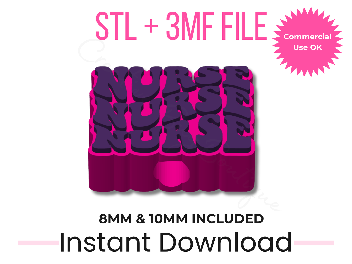 Nurse Straw Topper 3D Print File | STL, 3MF for 8mm, 10mm Straws (Digital Download)