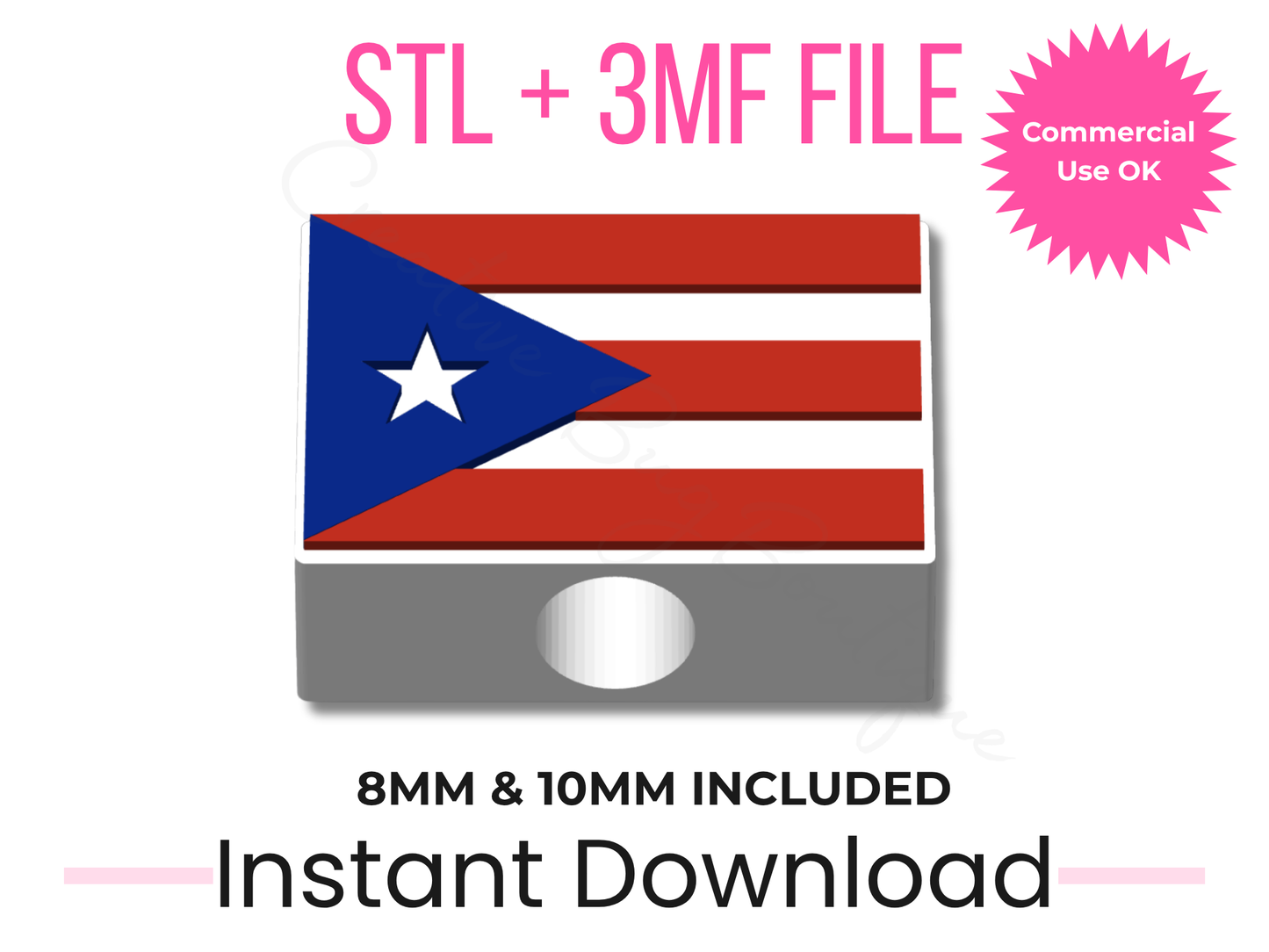 Puerto Rico Flag Straw Topper 3D Print File | Boricua Pride (STL + 3MF Download)