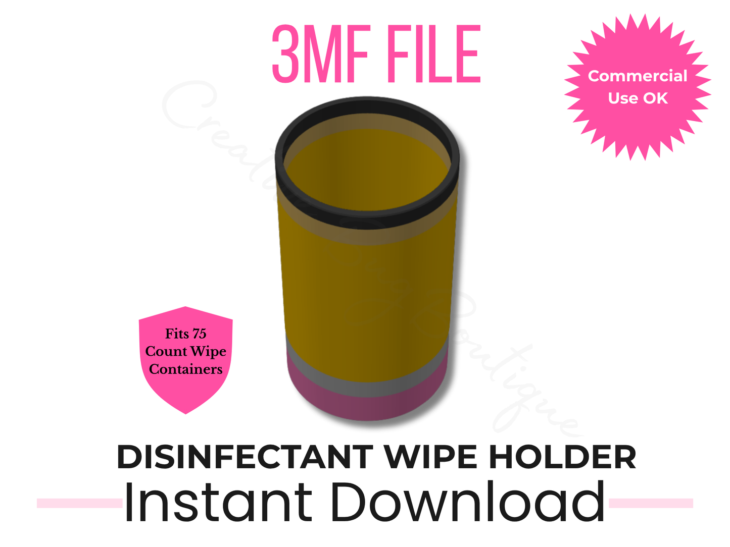 Pencil Disinfectant Wipe Holder 3MF File, Teacher Classroom Decor, 3D Print File