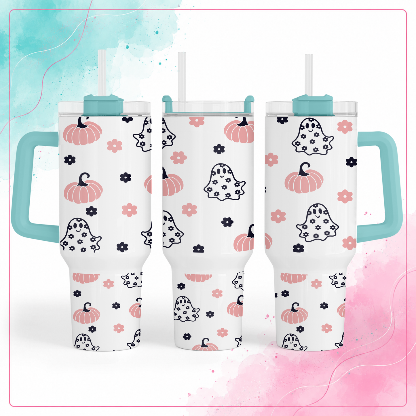 Pink Pumpkin Ghost Tumbler