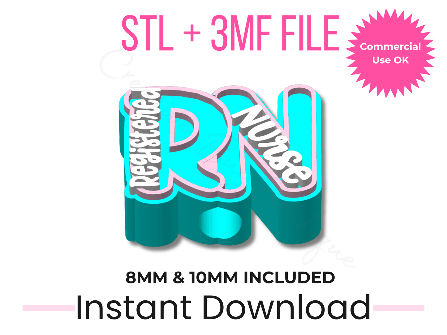 RN Straw Topper 3D Print File | Registered Nurse, Stanley Compatible (Digital Download)