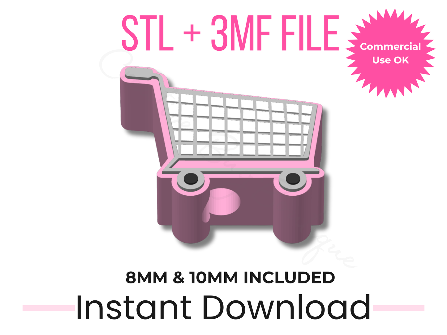 Shopping Cart Straw Topper 3D Print File | Retail Gift (Digital Download)