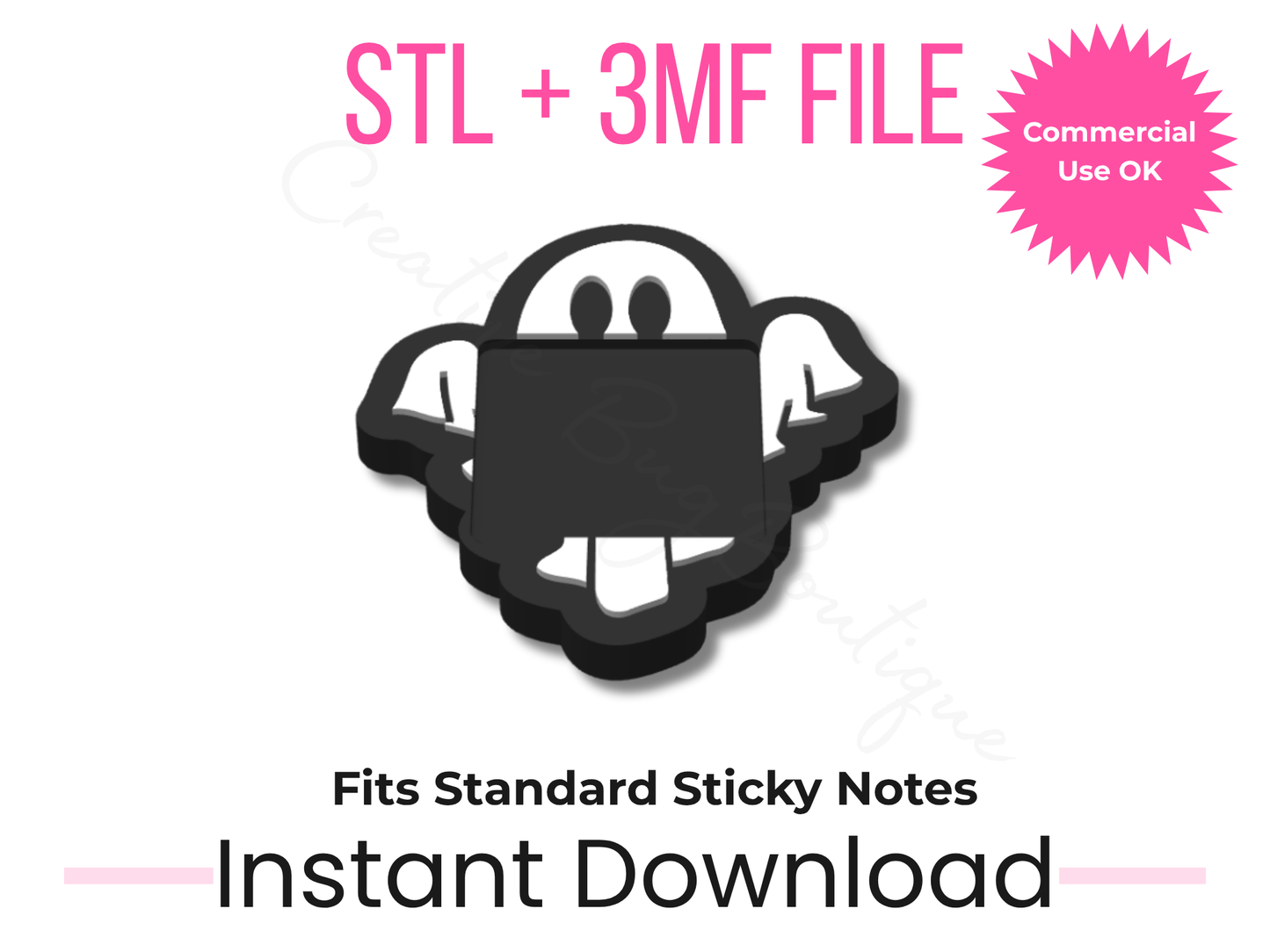 Spooky Ghost Sticky Note Holder STL File | Desk Organizer (Digital Download)