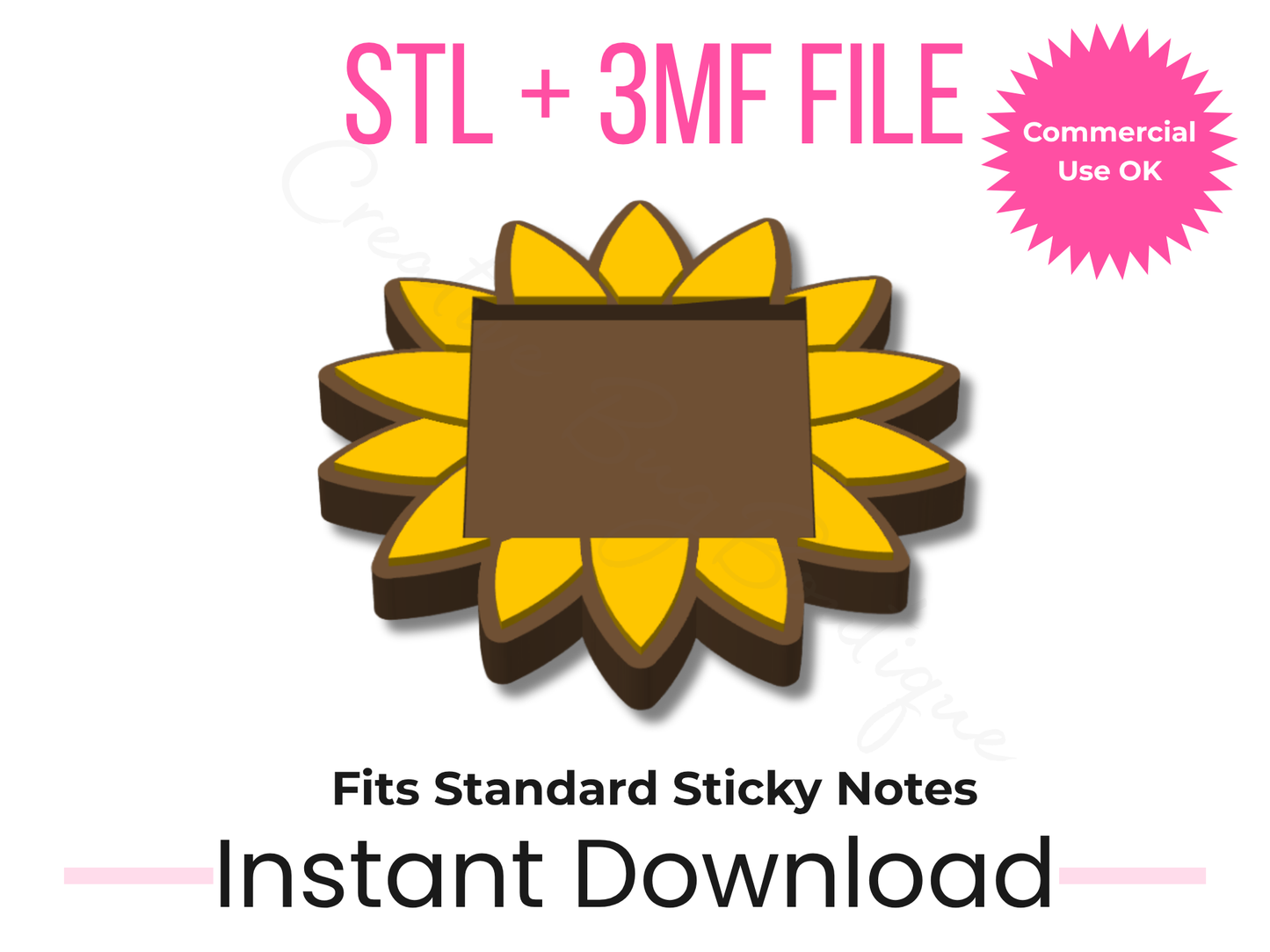 Sunflower Sticky Note Holder 3D Print File | Floral Desk Accessory (Digital Download)