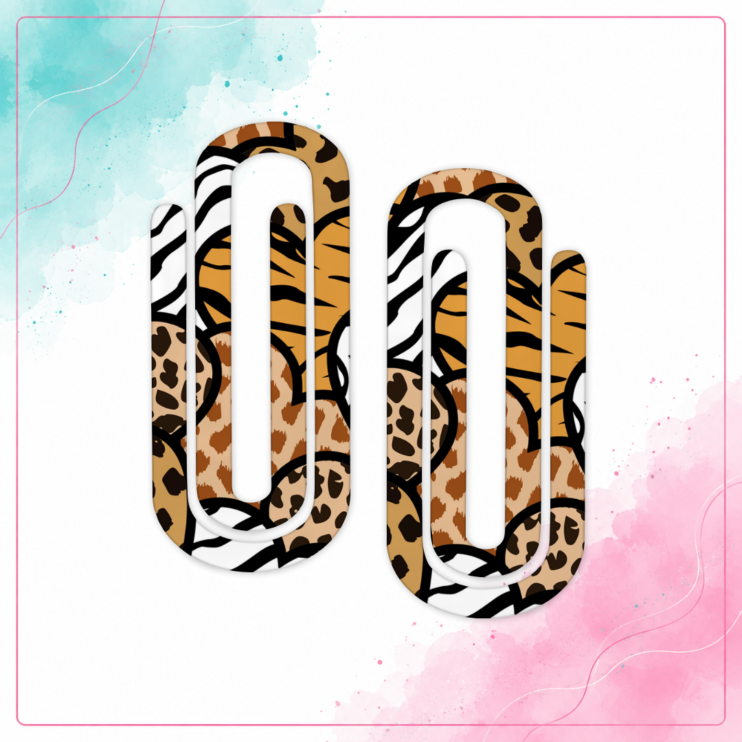 Personalized mixed safari animal print acrylic jumbo paper clip