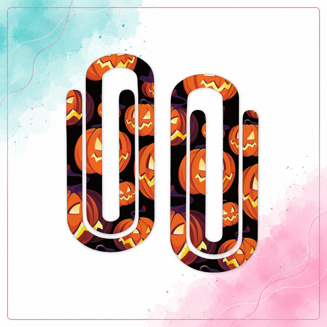 Personalized glowing jack o lantern acrylic jumbo paper clip