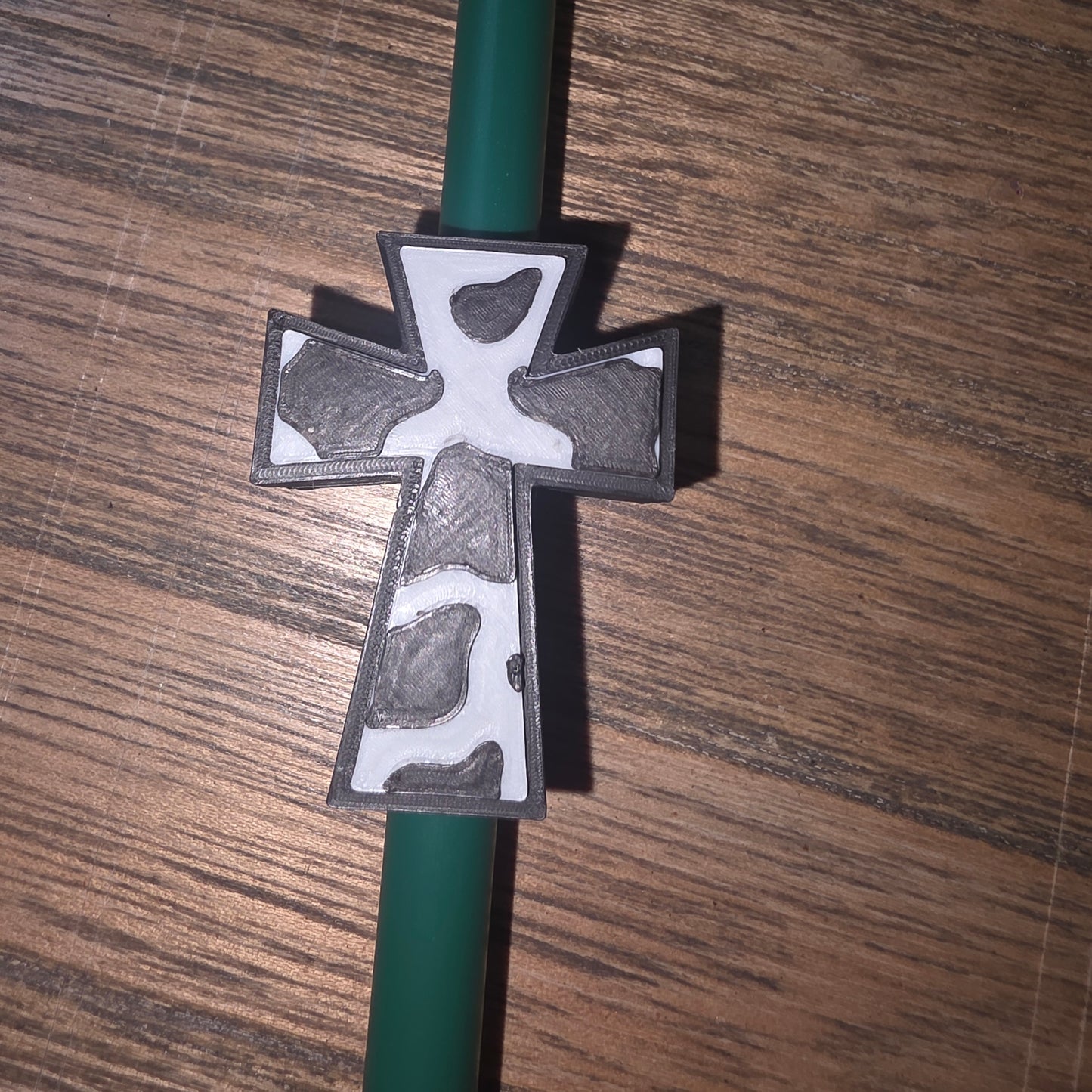 Cow Print Cross Straw Topper
