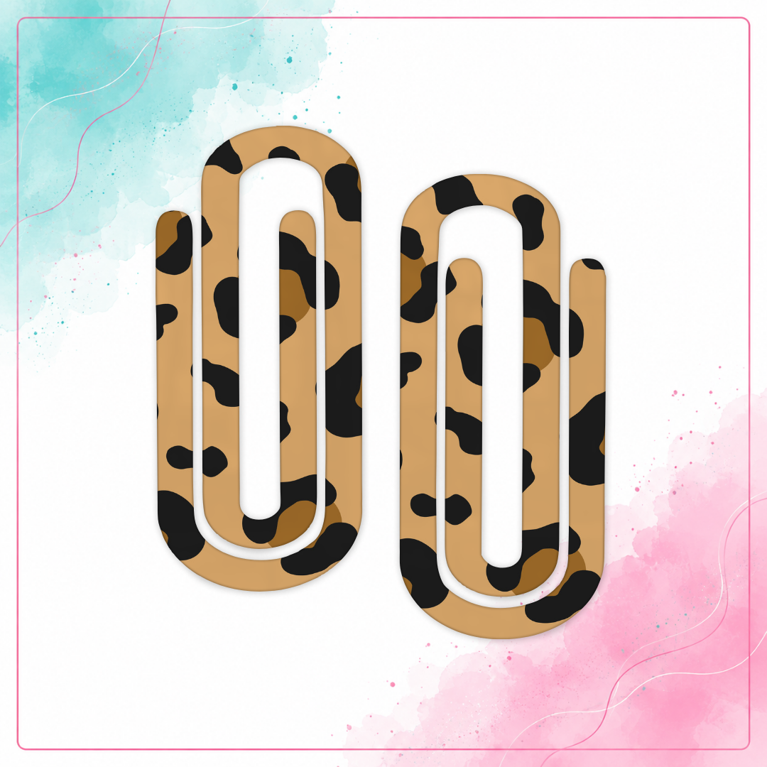 Personalized classic tan and black leopard acrylic jumbo paper clip