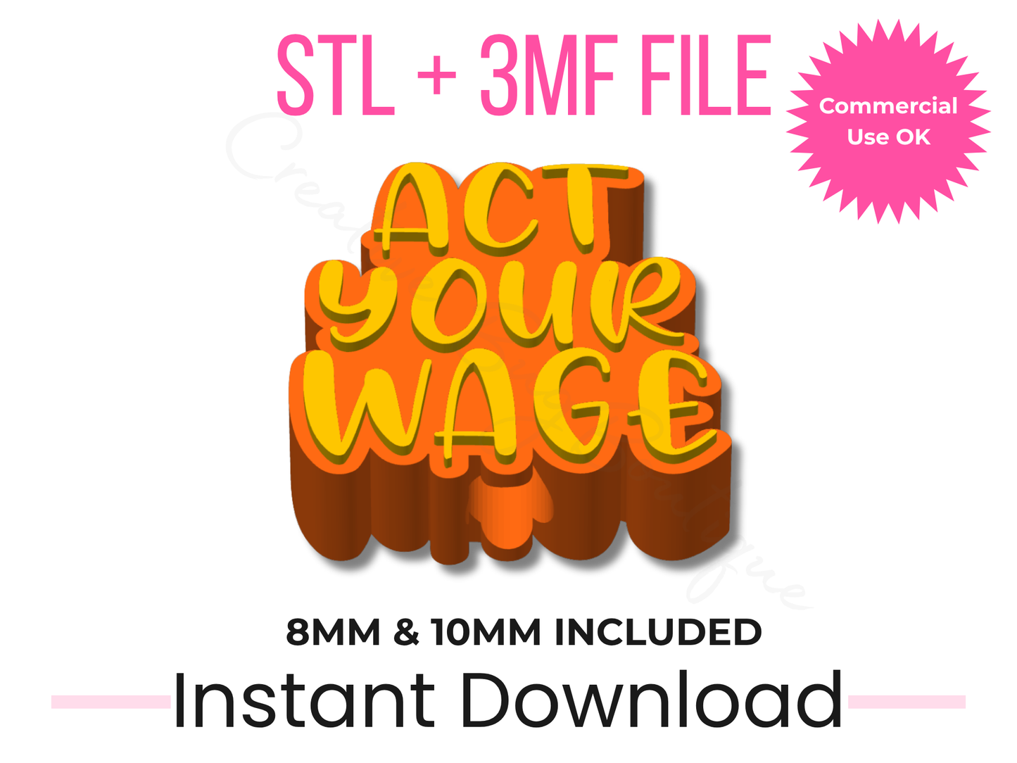 Act Your Wage Straw Topper STL File | Sarcastic Humor (Digital Download)