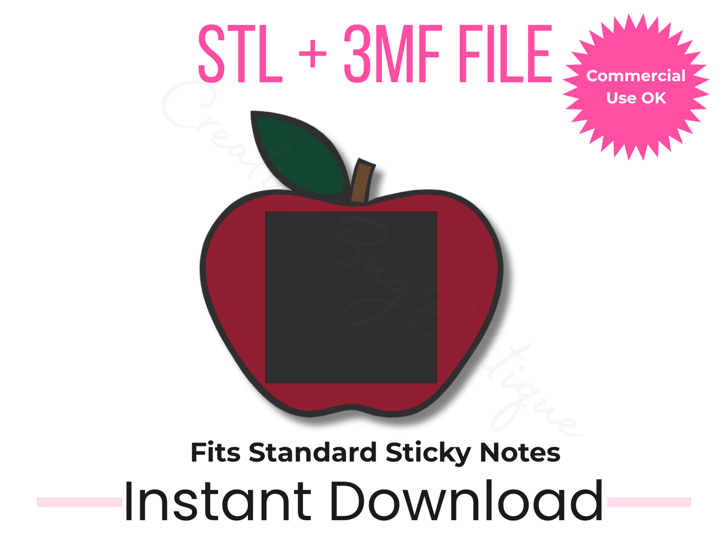 Apple Sticky Note Holder 3D Print File | Teacher Desk Accessory (Digital Download)