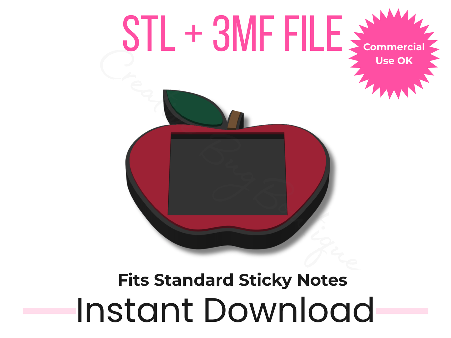 Apple Sticky Note Holder 3D Print File | Teacher Desk Accessory (Digital Download)