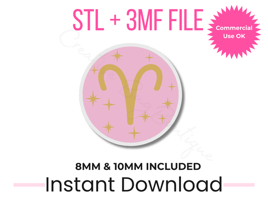 Aries Straw Topper 3D Print File | Zodiac Astrology Drink Accessory (Digital Download)