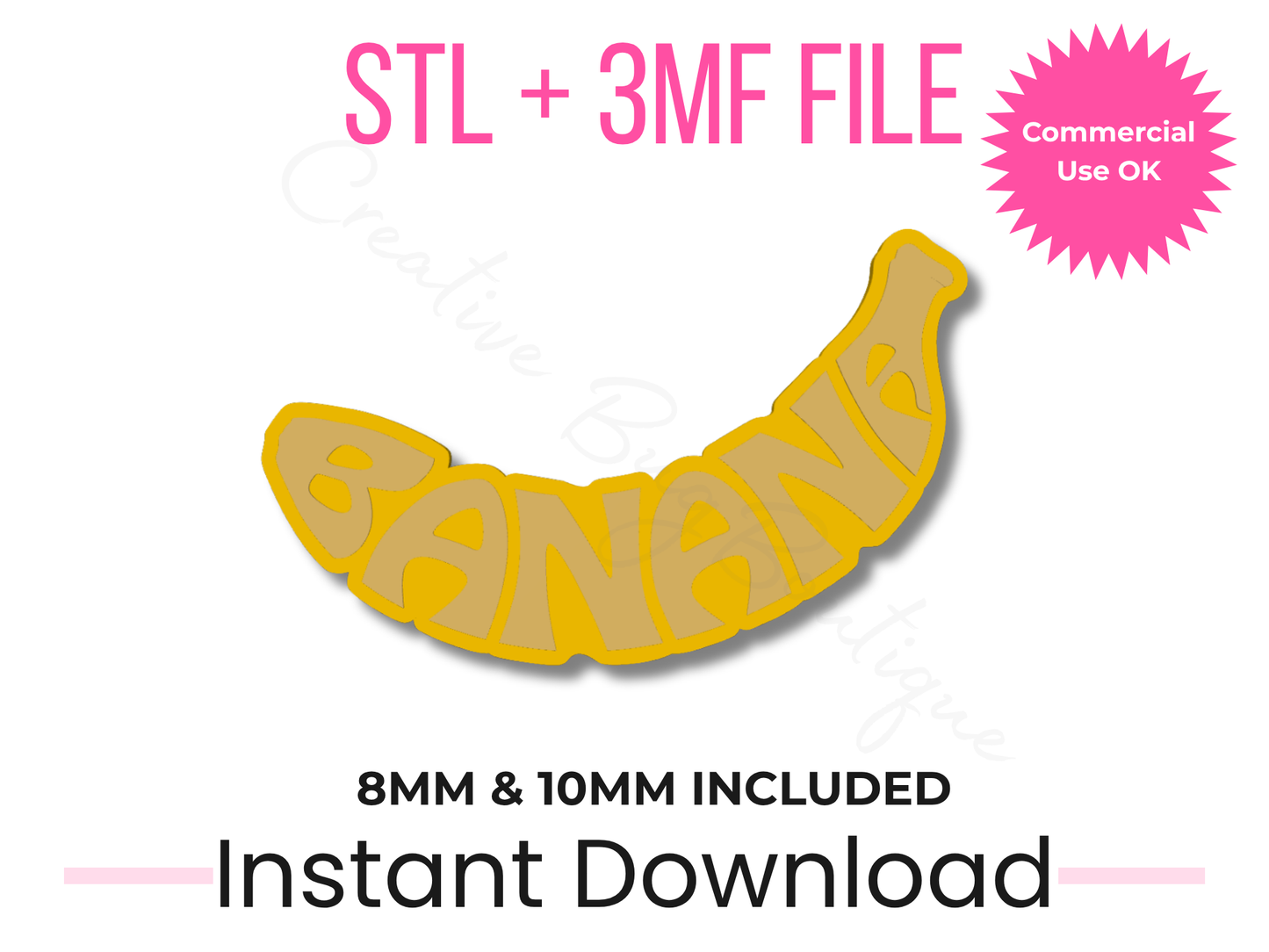 Banana Straw Topper STL File | Funny Design for 8mm & 10mm Straws (Digital Download)