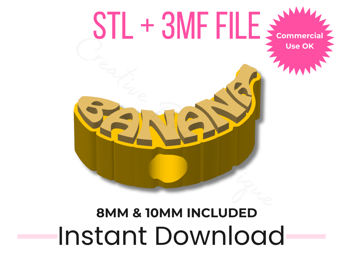 Banana Straw Topper STL File | Funny Design for 8mm & 10mm Straws (Digital Download)