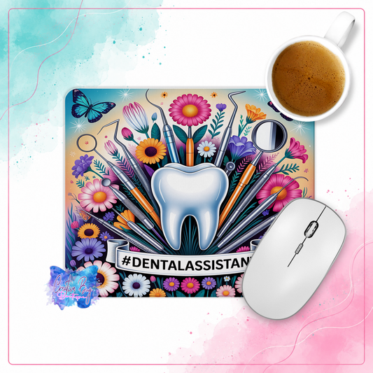 Bloom Where You Floss Dental Mousepad, Floral Tooth Dental Assistant Mouse Pad, Desk Decor, Dental Office Gift