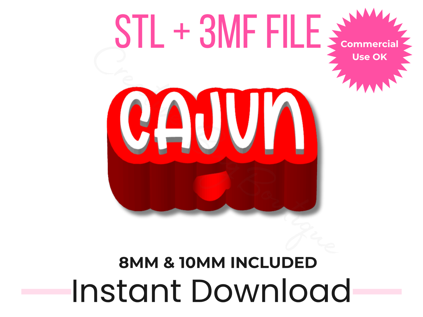 Cajun Straw Topper STL File | 8MM & 10MM Cup Charm (Digital Download)