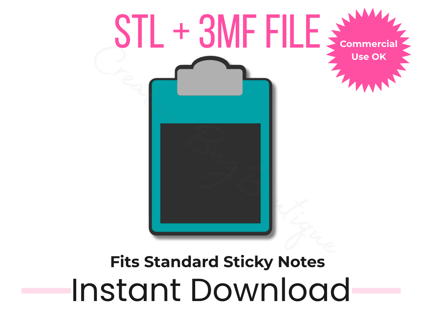 Clipboard Sticky Note Holder 3D Print File | Desk Organizer (Digital Download)