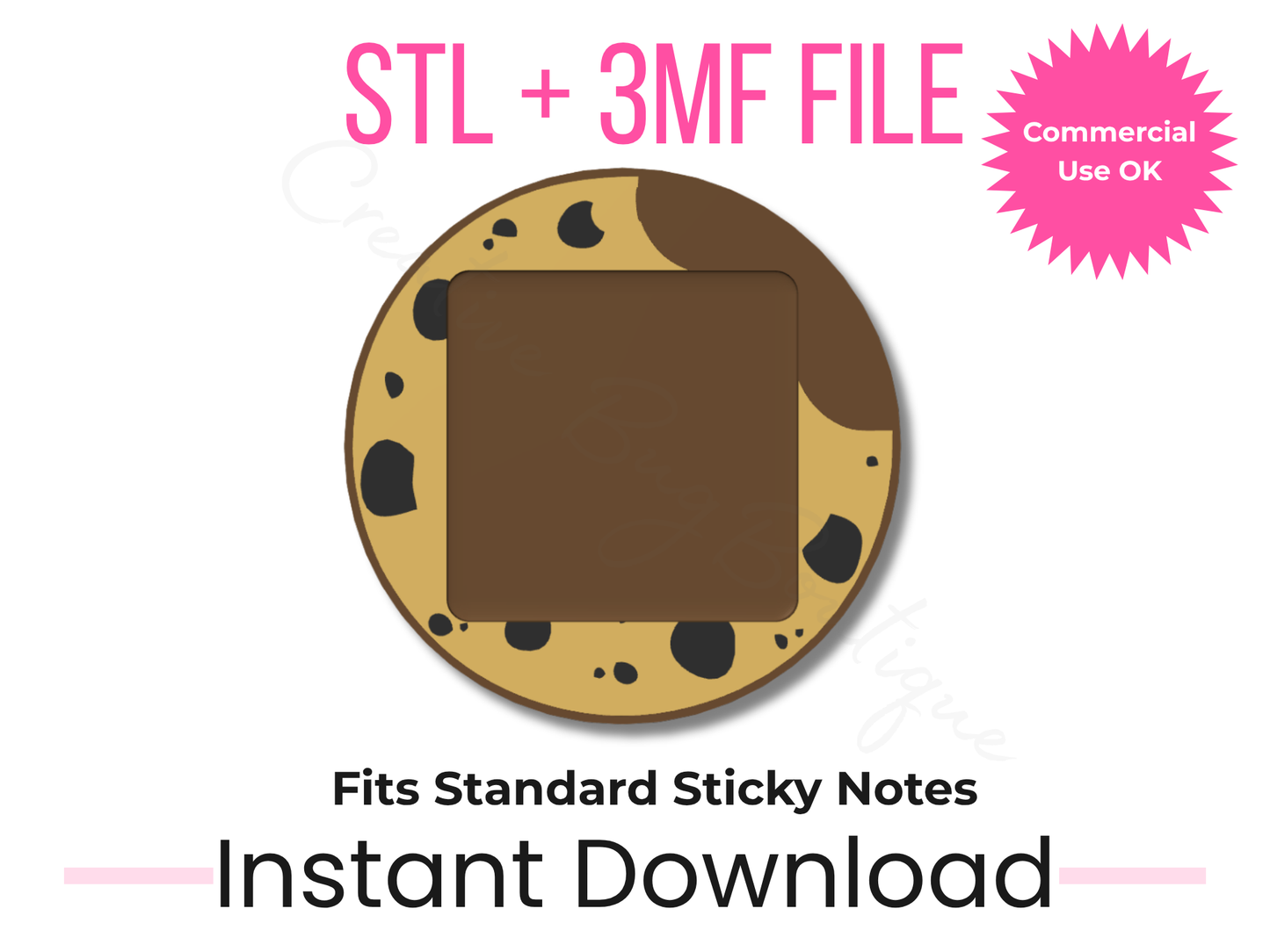 Cookie Sticky Note Holder STL File | Fits 3x3 Notes (Digital Download)
