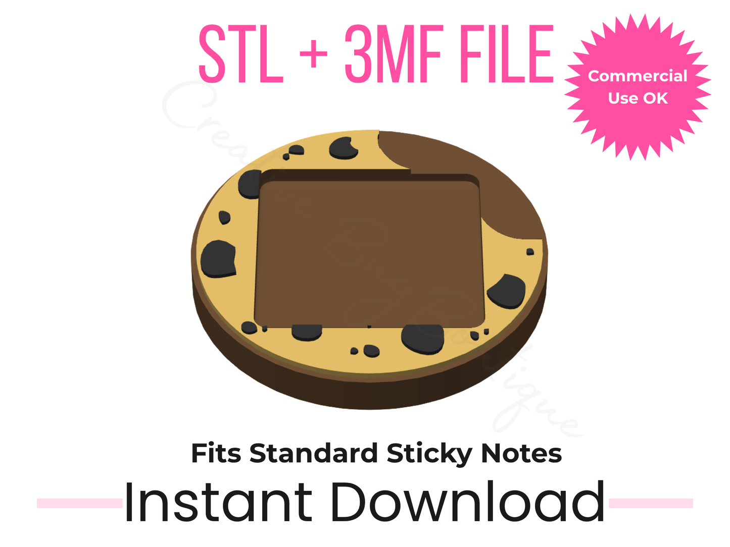 Cookie Sticky Note Holder STL File | Fits 3x3 Notes (Digital Download)