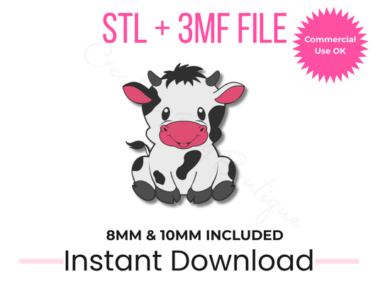 Cow Straw Topper STL File | 8mm 10mm Stanley Tumbler Charm (Digital Download)