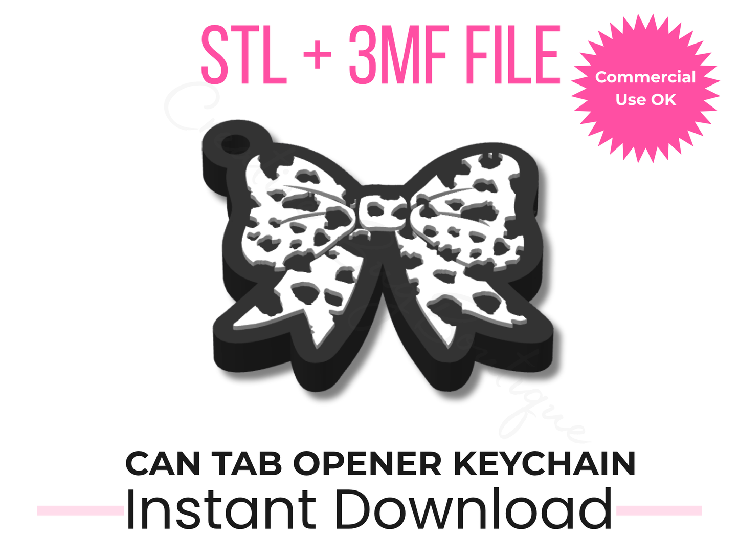 Cow Print Bow Can Tab Opener Keychain STL File | Western 3D Print Download