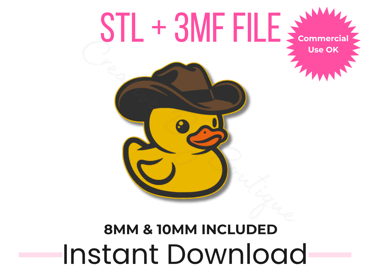 Cowboy Duck Straw Topper 3D Print File | Commercial Use (Digital Download)