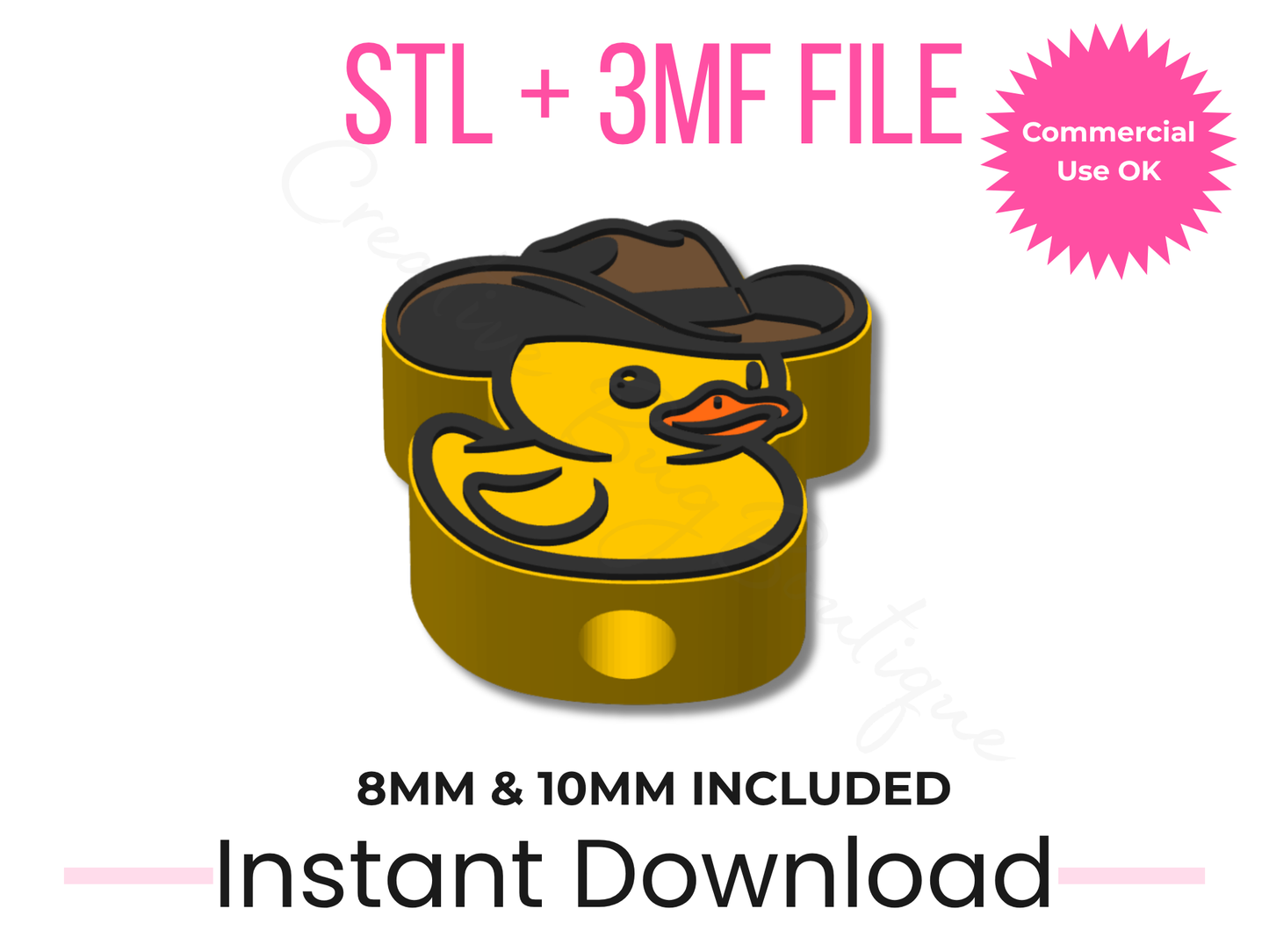 Cowboy Duck Straw Topper 3D Print File | Commercial Use (Digital Download)