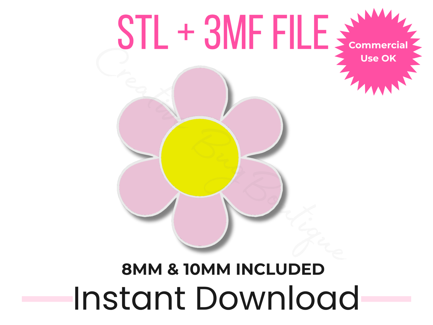 Daisy Straw Topper STL File | 8mm, 10mm Stanley Compatible | Commercial Use (Digital Download)