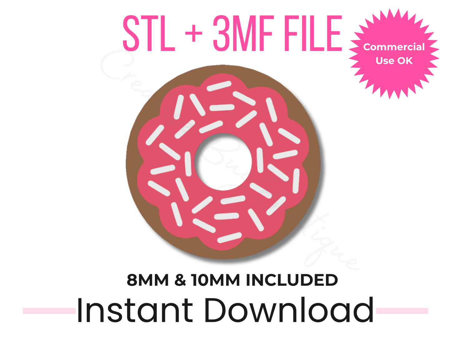 Donut Straw Topper 3D Print File | Stanley Tumbler Accessory (STL + 3MF Download)