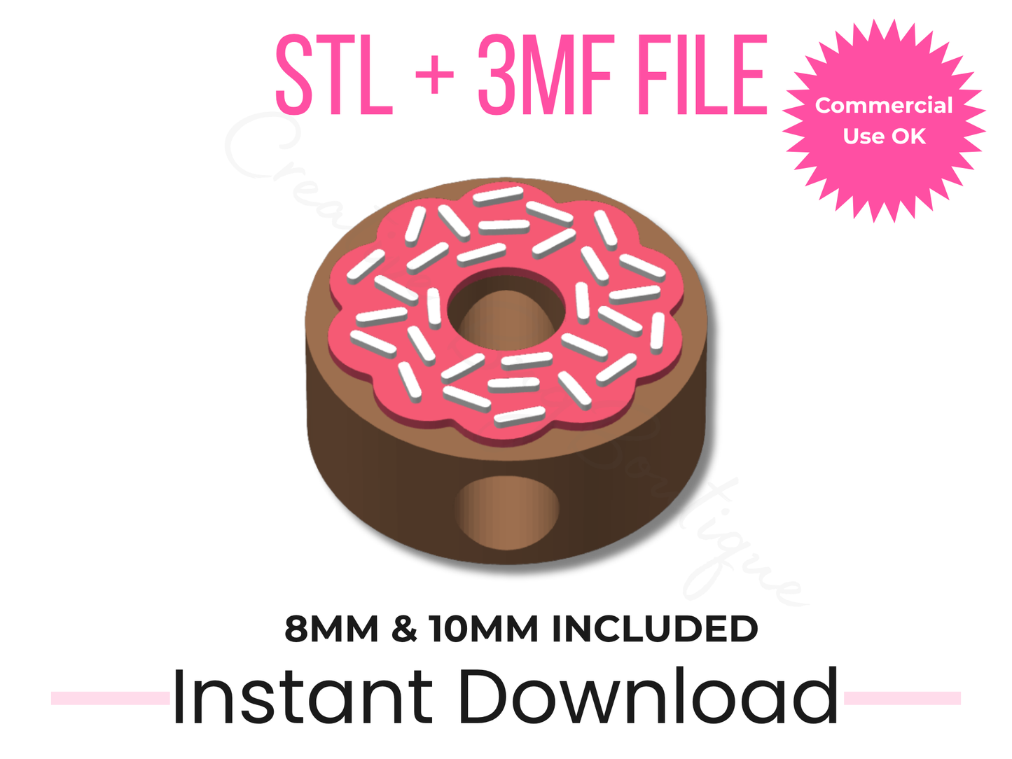 Donut Straw Topper 3D Print File | Stanley Tumbler Accessory (STL + 3MF Download)