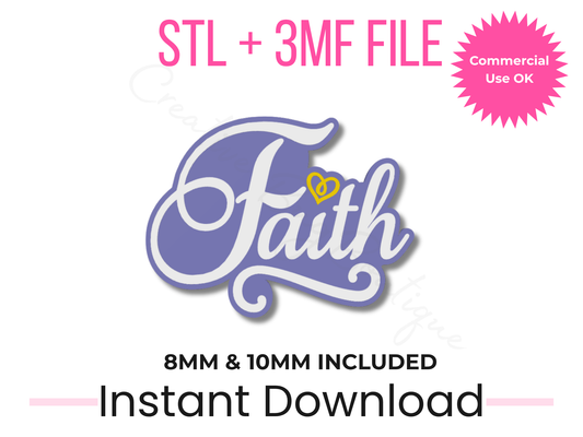 Faith Straw Topper 3D Print File | STL, 3MF (8mm, 10mm Sizes) (Instant Download)
