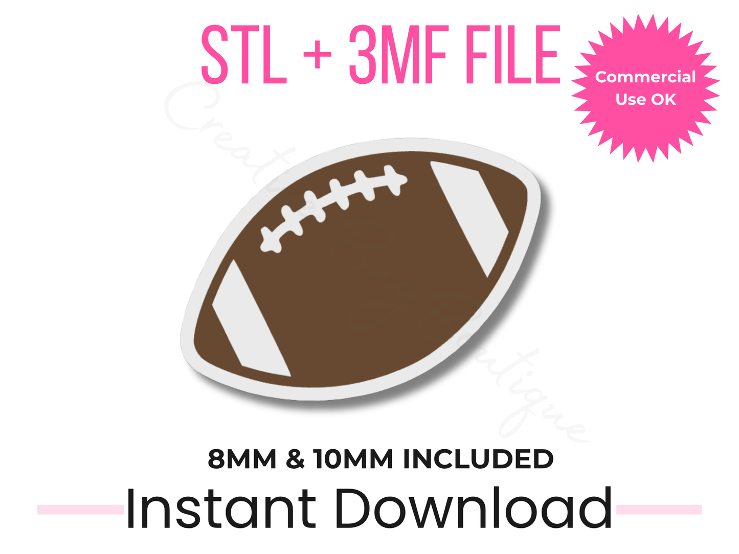 Football Straw Topper 3D Print File | STL, 3MF, 8mm & 10mm (Digital Download)
