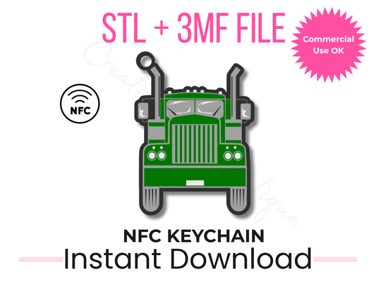 Semi Truck NFC Keychain 3D Print File | Big Rig 3D Printable (Digital Download)
