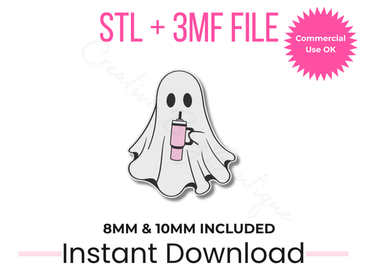 Ghost Tumbler Straw Topper STL File | Spooky Halloween Cup Charm (Digital Download)