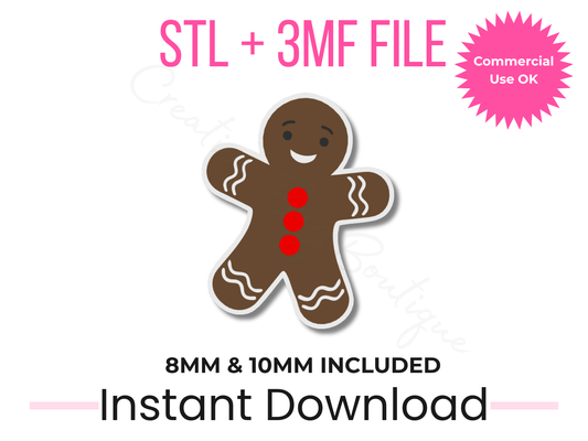 Gingerbread Man Straw Topper STL + 3MF | 8mm & 10mm | Stanley Topper | Cute Christmas 3D Print File | Holiday Gift