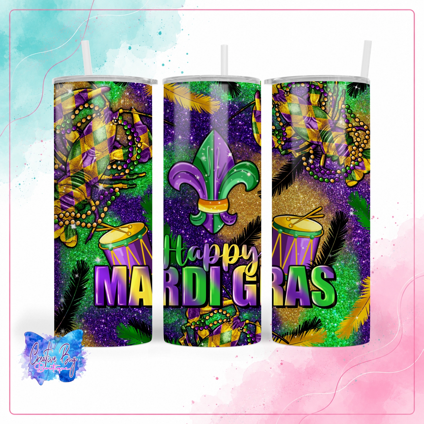 Happy Mardi Gras Tumbler