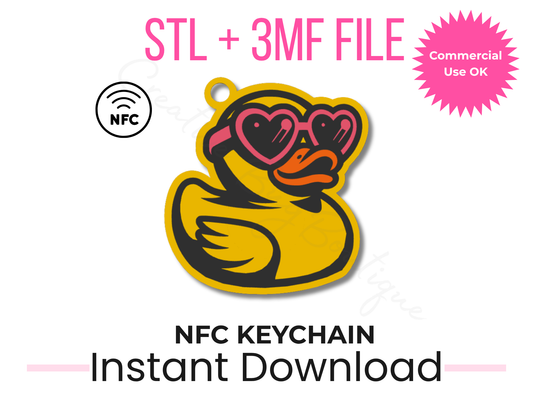 Heart Sunglasses Duck NFC Keychain STL File | Commercial Use (Digital Download)
