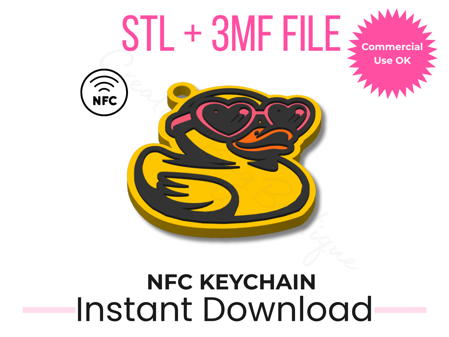 Heart Sunglasses Duck NFC Keychain STL File | Commercial Use (Digital Download)