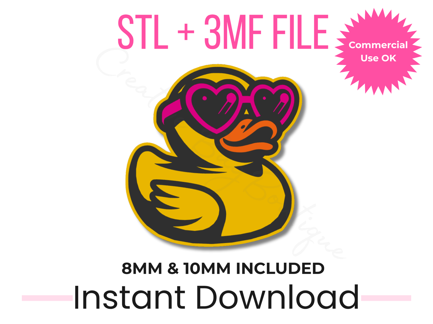 Heart Sunglasses Duck Straw Topper STL File | 8mm, 10mm Stanley (Digital Download)